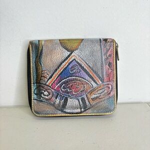 NEW Jane Yoo Vintage Hand Painted Leather Wallet